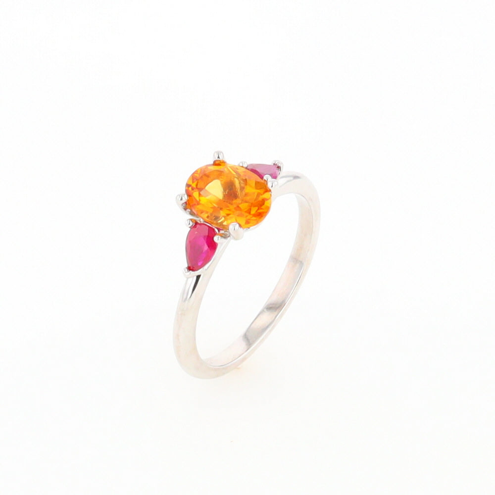 Fall Season Citrine and Ruby Ring