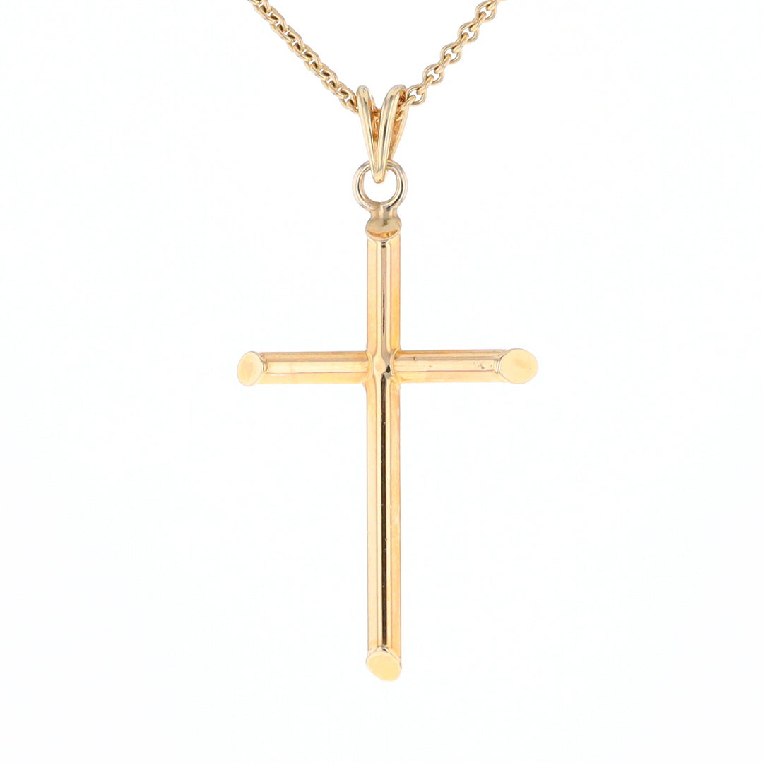 Beveled Edge Tube Cross Pendant