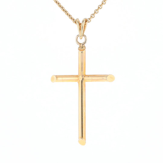 Beveled Edge Tube Cross Pendant