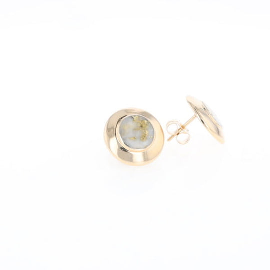 Superior Quality Gold Quartz Inlaid Circle Stud Earrings