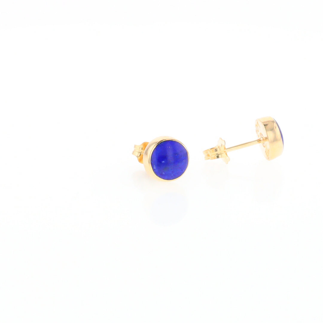 Lapis 6mm Round Inlaid Earrings