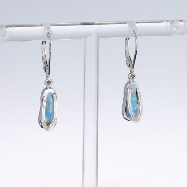 Opal Earrings Sandal Inlaid Design Lever Backs