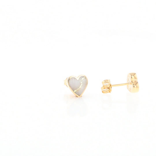 Gold Quartz Heart Stud Earrings - G2