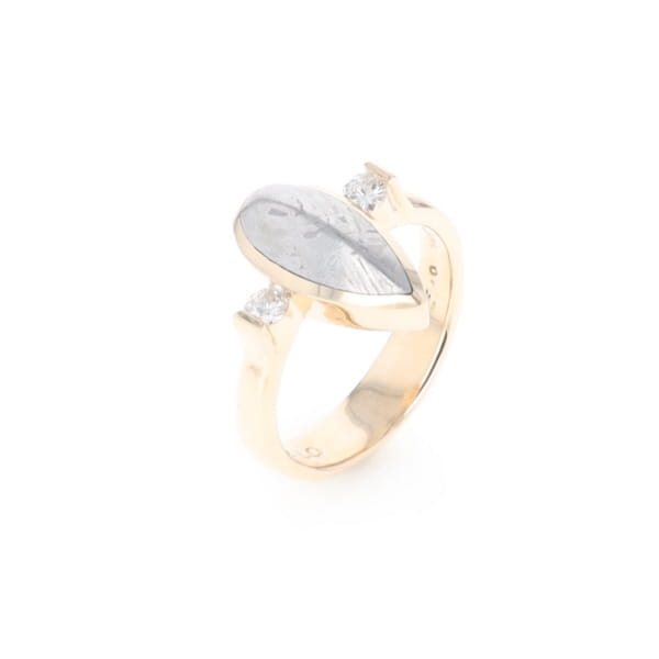 Meteorite Pear Shape Inlay Ring