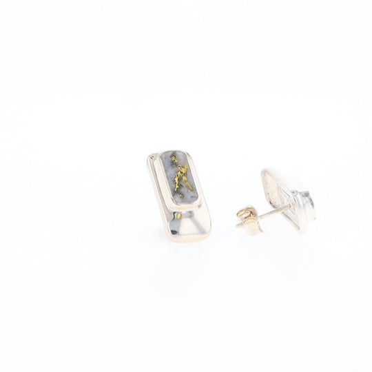 Gold Quartz Inlaid Rectangle Stud Earrings - G3