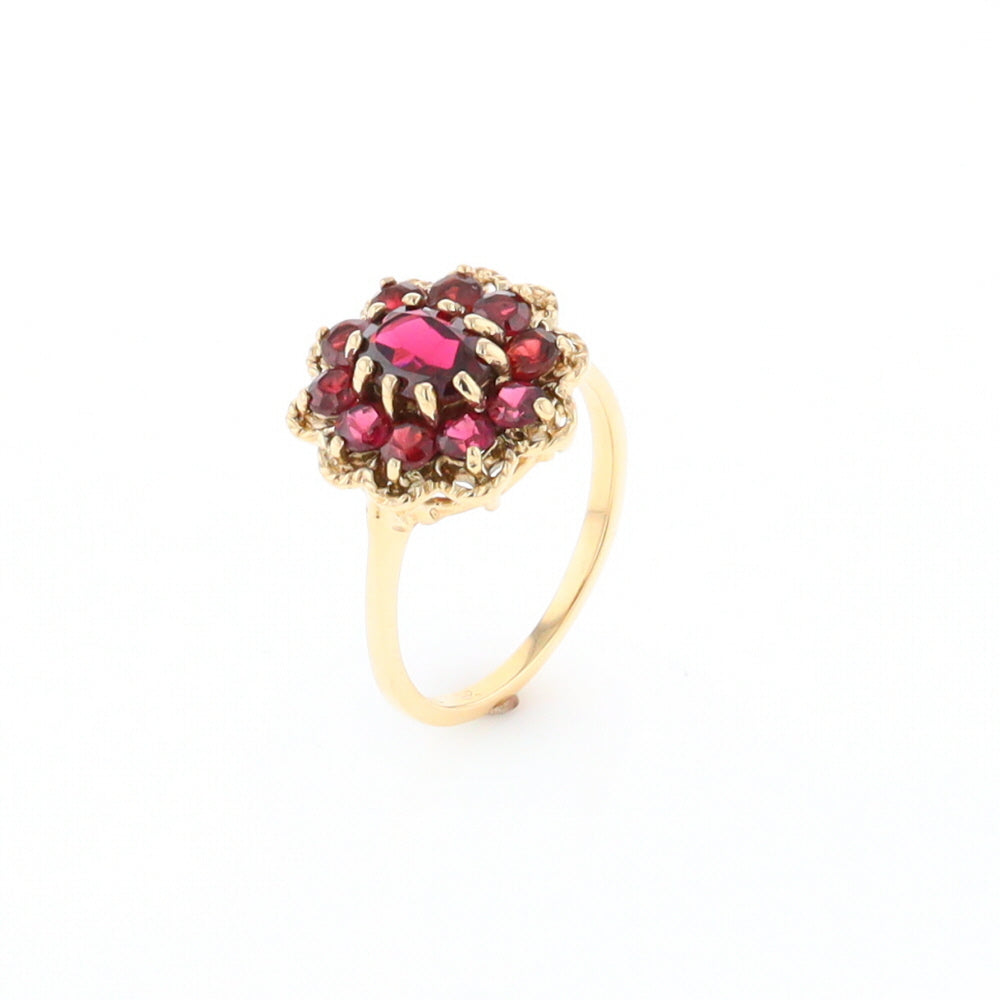 Floral Cluster Garnet Ring