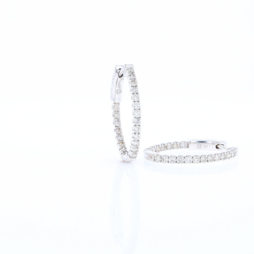 Oval Diamond Hoops Earrings