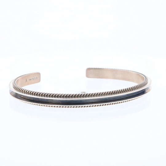 Sterling Silver Blackened Rope Cuff Bracelet