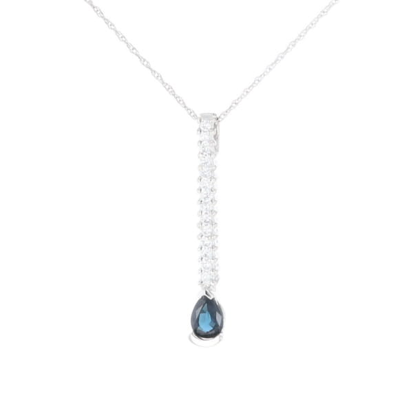 Pear Blue Sapphire Drop Pendant