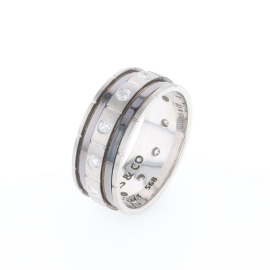Contemporary Men's Comfort Fit Wedding Band With Diamonds