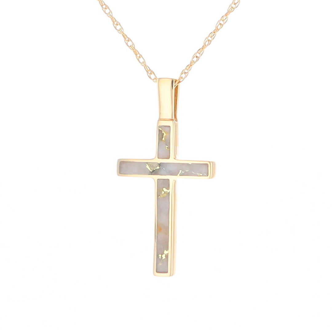 Three Section Gold Quartz Cross - G2