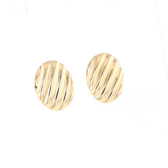 Gold Scorred Disc Stud Earrings