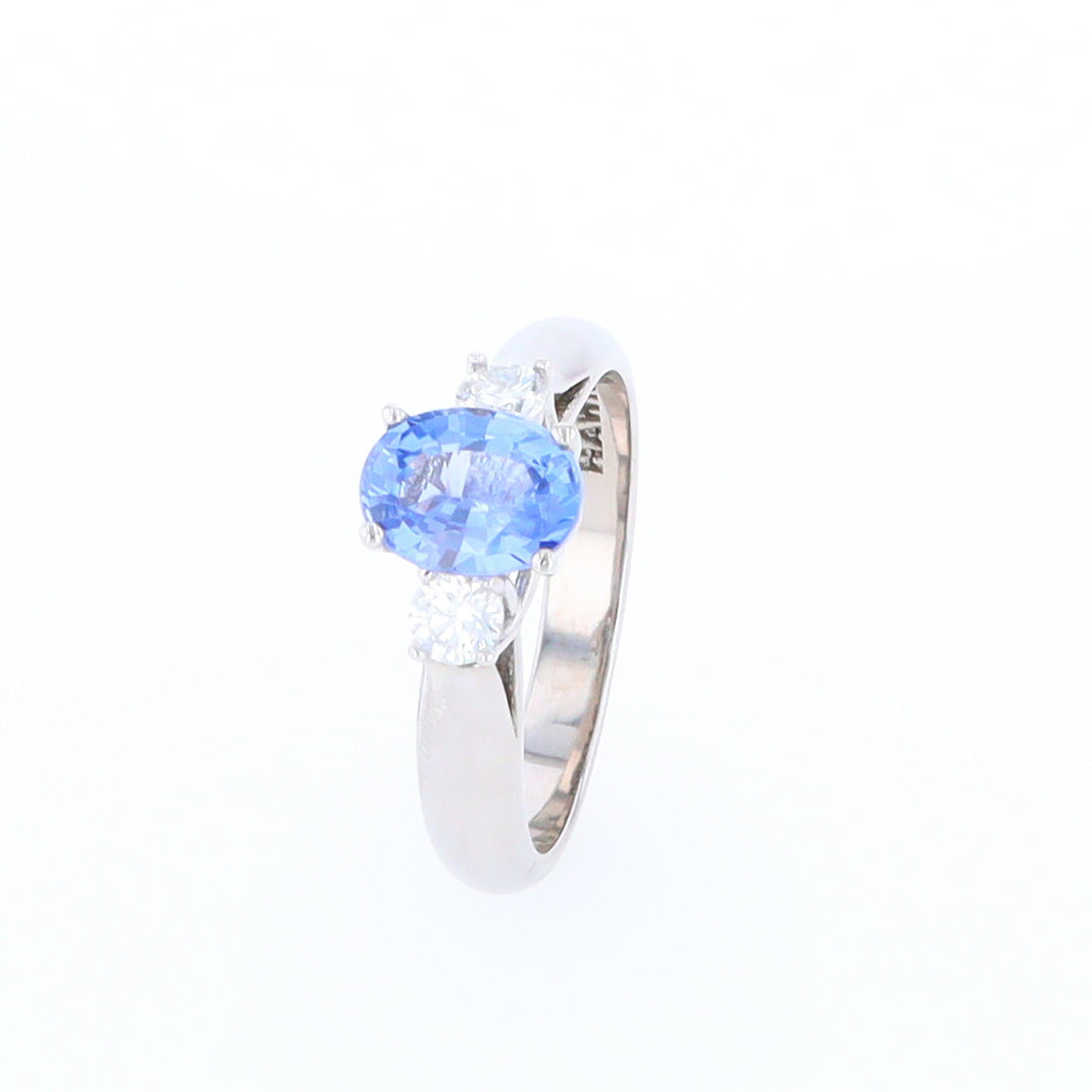 Ceylon Sapphire Three-Stone Trellis Ring