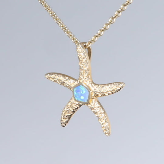 Opal Pendant Inlaid Realistic Star Fish Sea Life Design