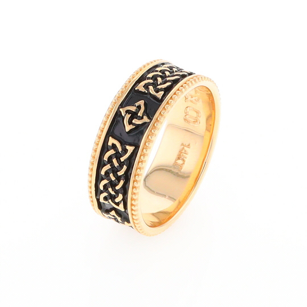 Celtic Knot Black and Gold Wedding Band