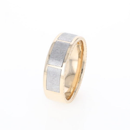 3 Section Men's Meteorite  Milgrain Topped Ring