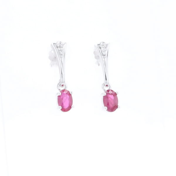 Oval Ruby Dangle Earrings