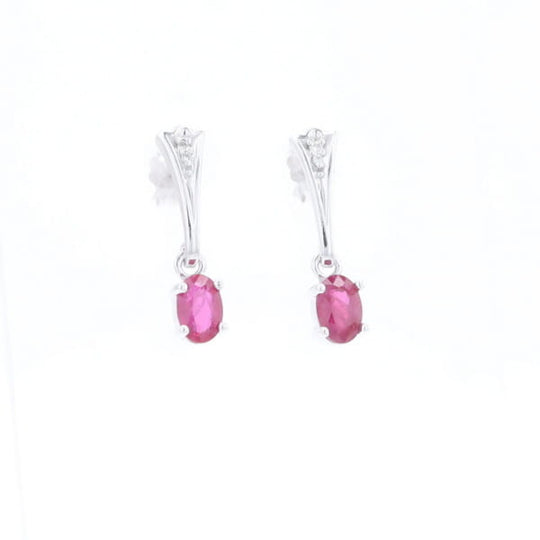Oval Ruby Dangle Earrings