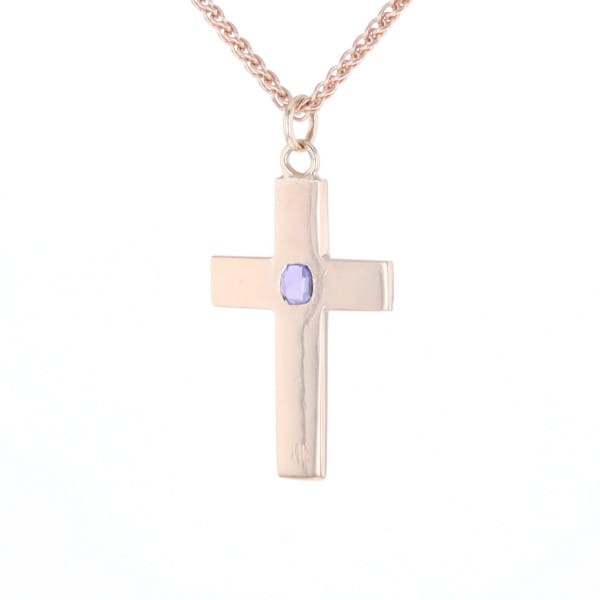 Cross Pendant with Purple Sapphire