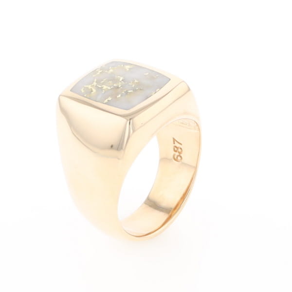 Natural Gold Quartz Men's Ring