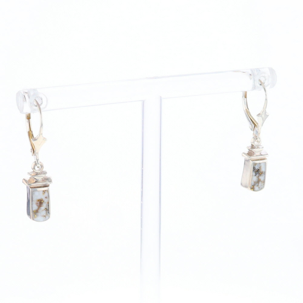 Sterling Silver Gold Quartz Inlaid Earrings - G3