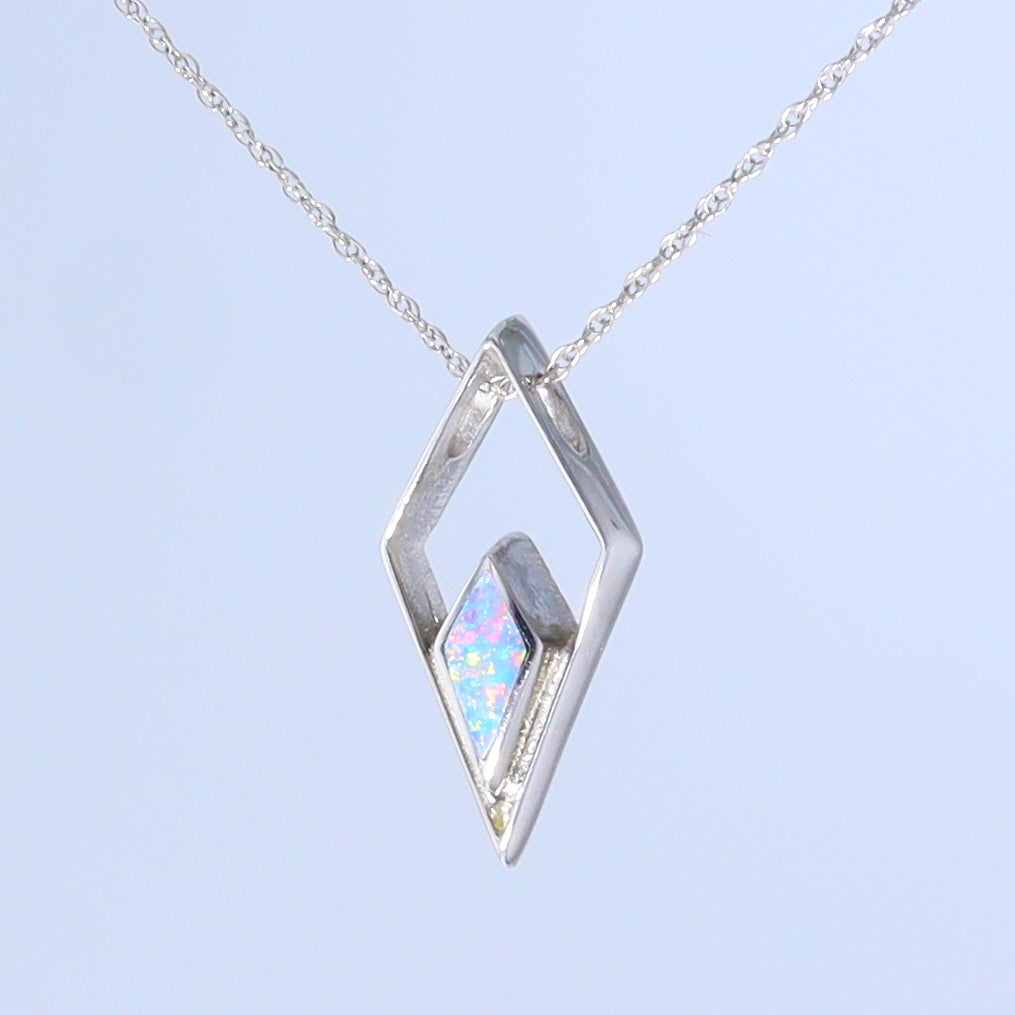 Opal Pendant Diamond Inlaid Design