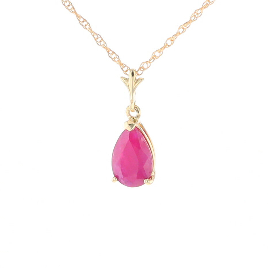 Pear Ruby Solitaire Necklace