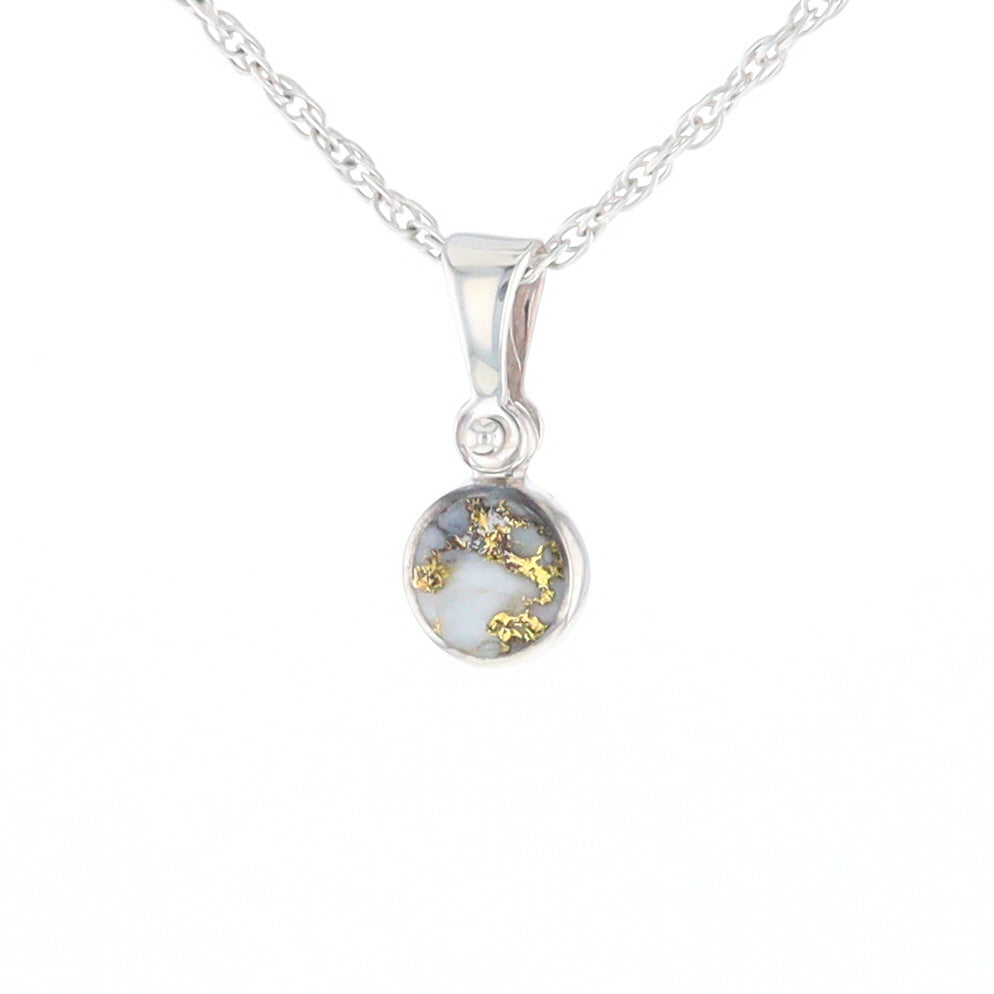 Sterling Silver Gold Quartz Inlaid Circle Pendant - G3