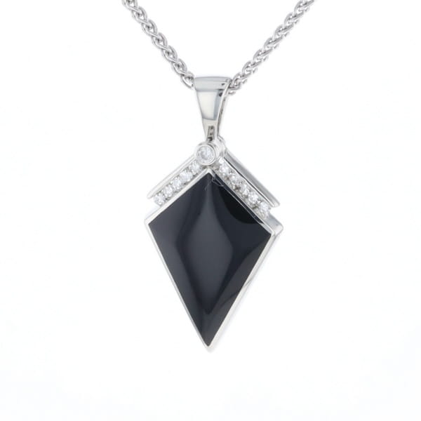 Onyx Kite Design Inlay .19Ctw Diamond Pendant