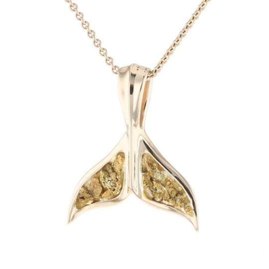 Whale Tail Natural Gold Nuggets Inlaid Pendant XL