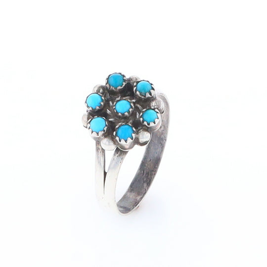 Round Turquoise Cluster Ring