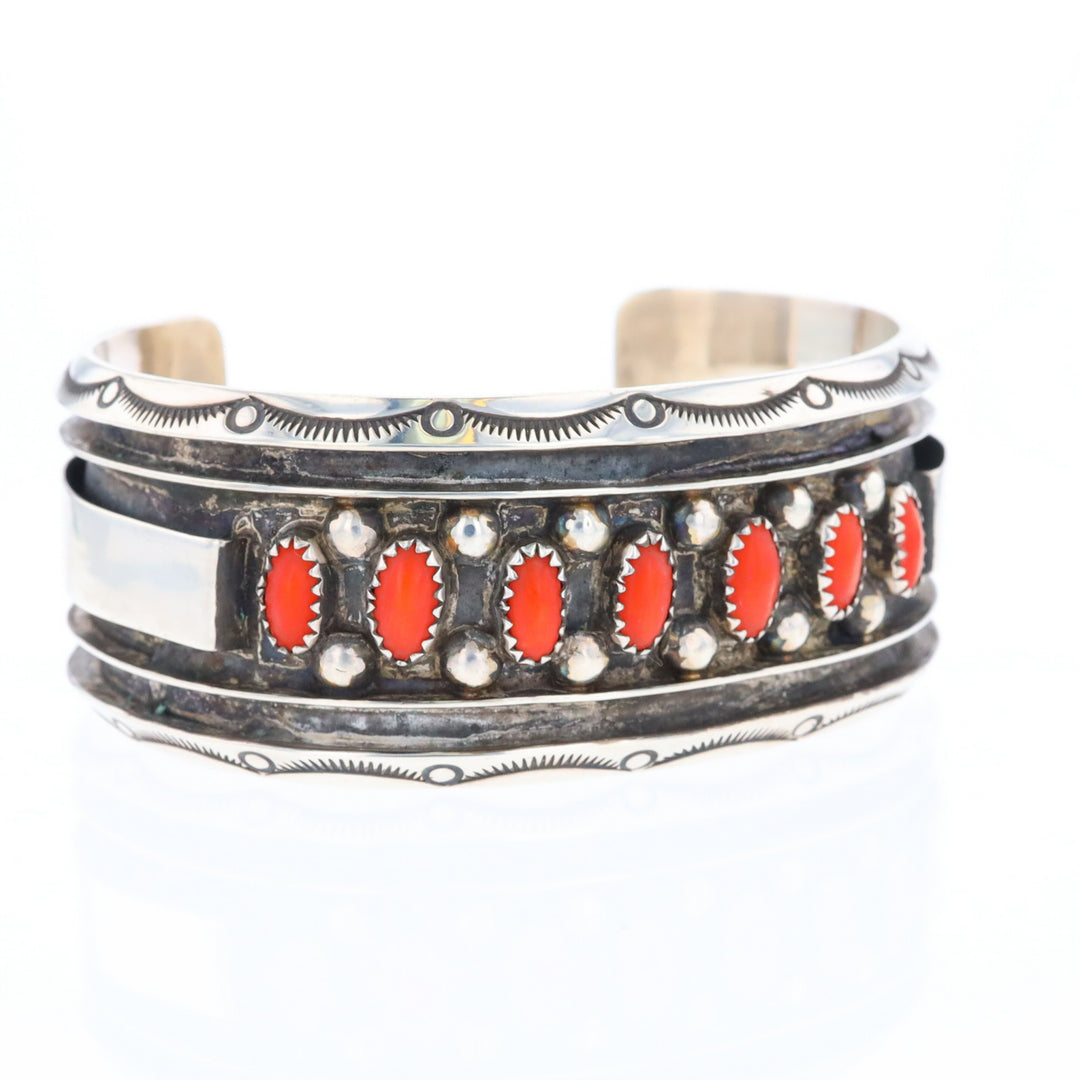 Jackie Singer Navajo Coral Cuff Bracelet