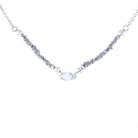 Marquise Diamond Necklace with Rough Diamond Beads