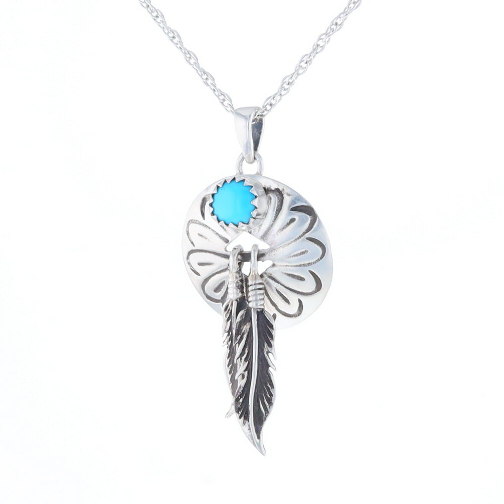 Turquoise Dream Catcher Feather Pendant