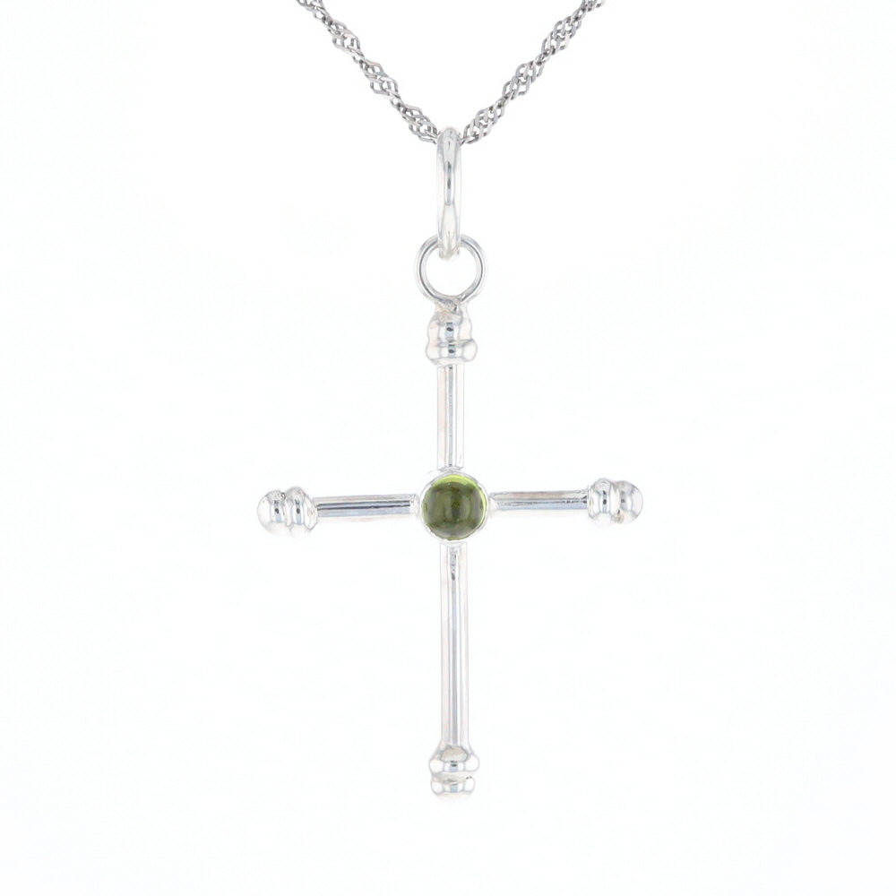 Silver Peridot Cross