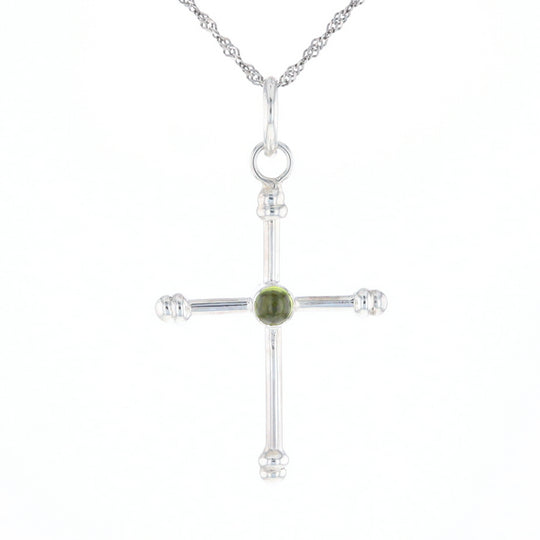 Silver Peridot Cross