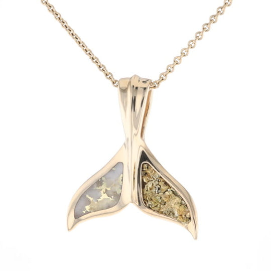 Whale Tail Necklaces Natural Gold Quartz and Nuggets Inlaid Pendant