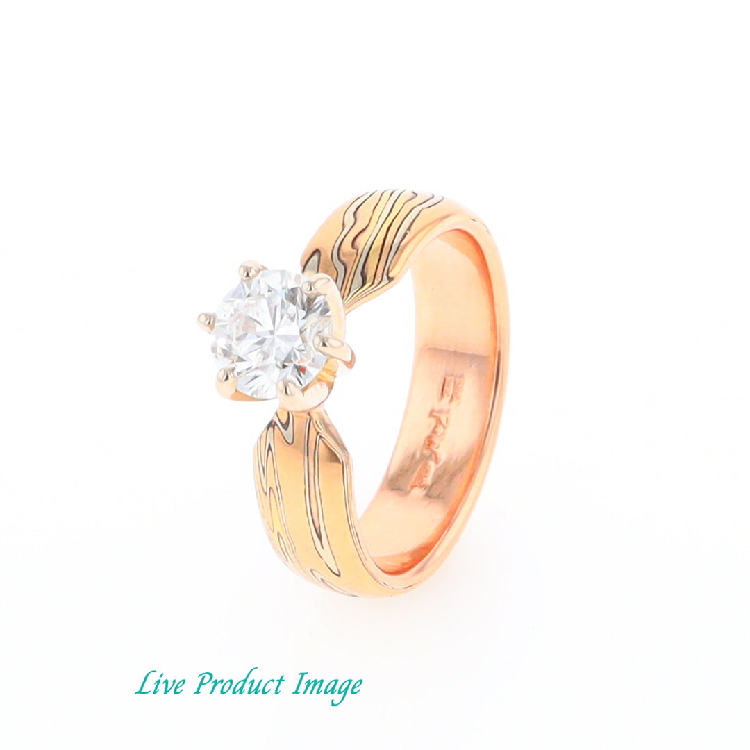 MoKume Gane Solitaire Diamond Ring