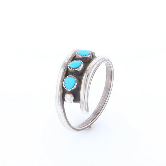 Round Turquoise Row Bypass Ring