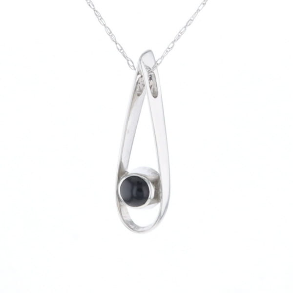 Open Teardrop Round Onyx Inlaid Pendant