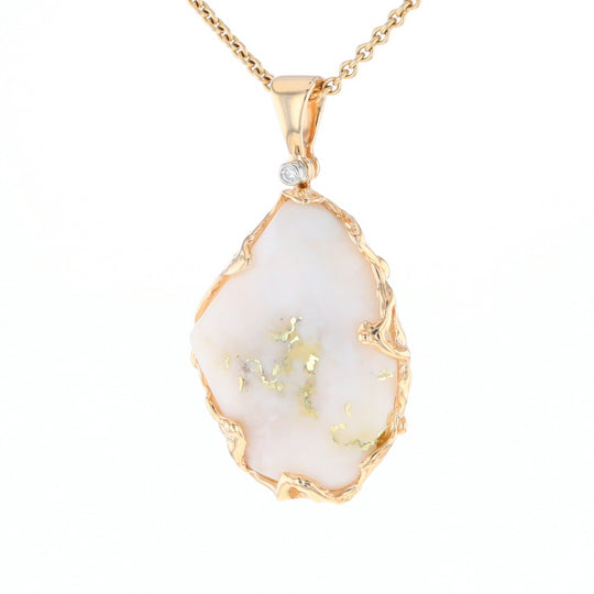 Gold Quartz Freeform Pendant