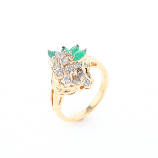 Emerald and Diamond Cluster Ring