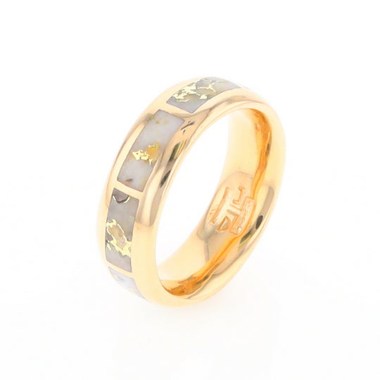 Gold Quartz Ring 8 Rectangle Section Inlaid Eternity Band