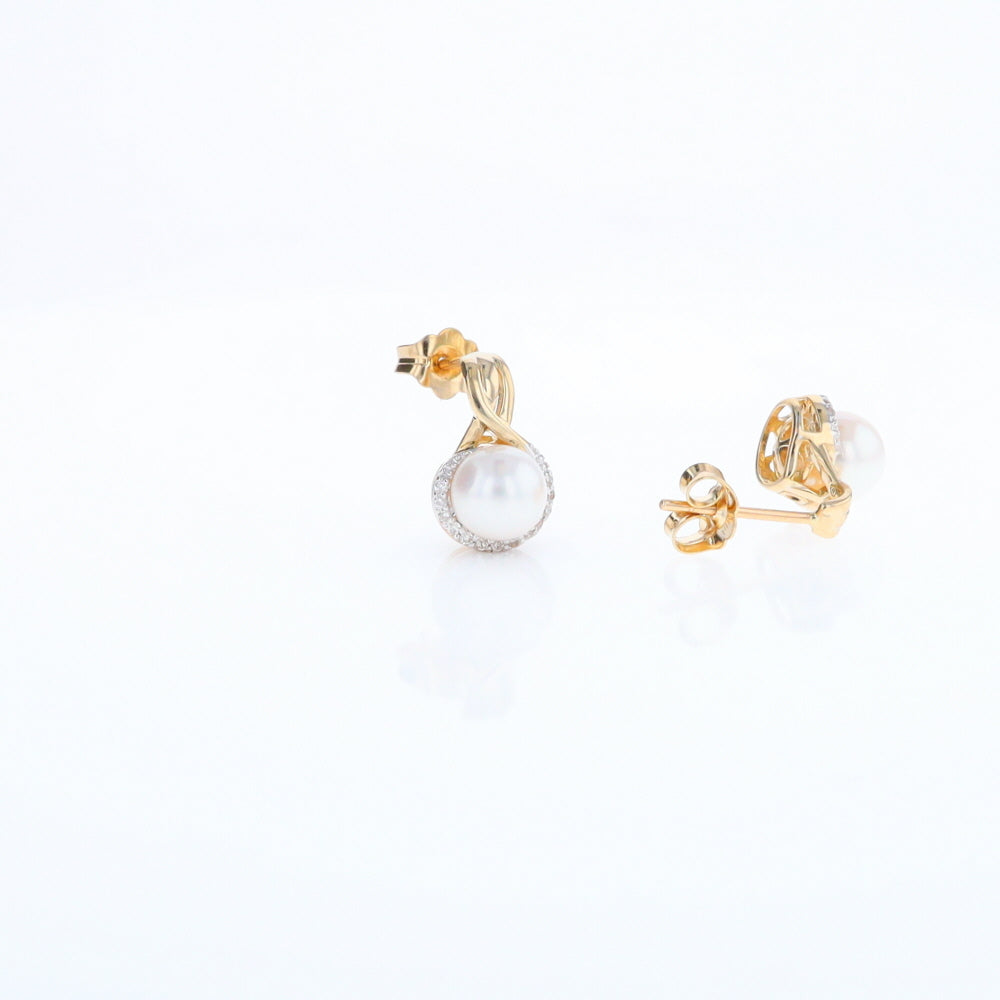 Pearl Drop Earrings with Diamond Halos