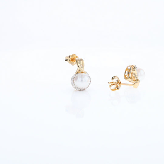 Pearl Drop Earrings with Diamond Halos