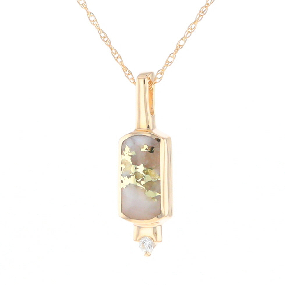 Gold Quartz Pendant with 0.04ctw Diamond Accent