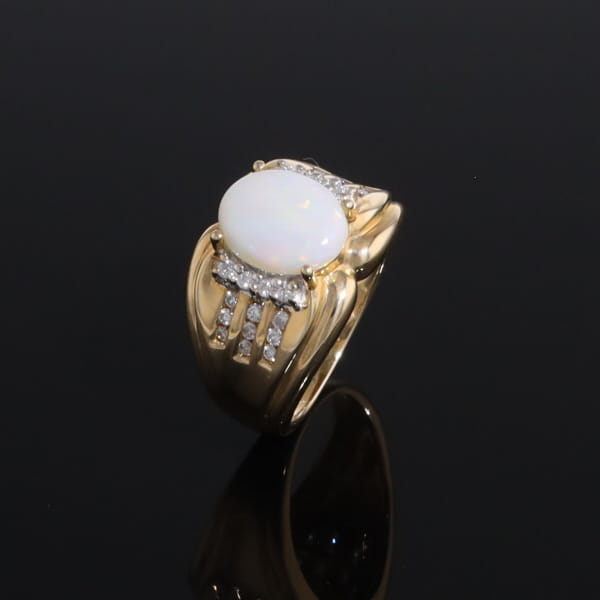 Opal Diamond Channels Ring