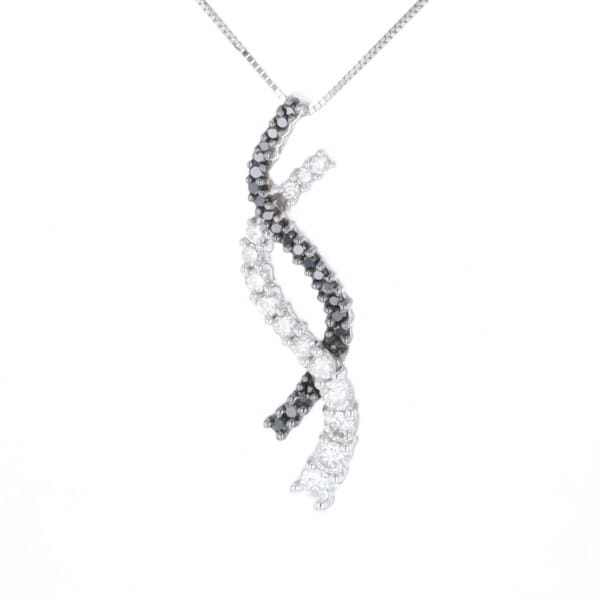 Ribbon Necklace With Black and White Diamonds