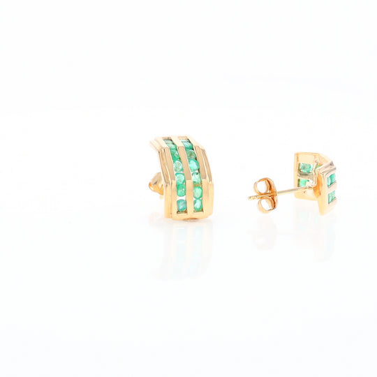 Semi-Hoop Channel Emerald Earrings