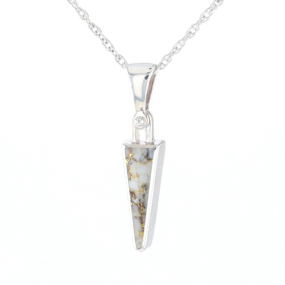 Gold Quartz Upside Down Triangle Pendant